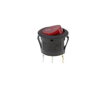 Кнопка KCD1-2 (250V 6A) чорно-червона, 3 контакти 1673 фото